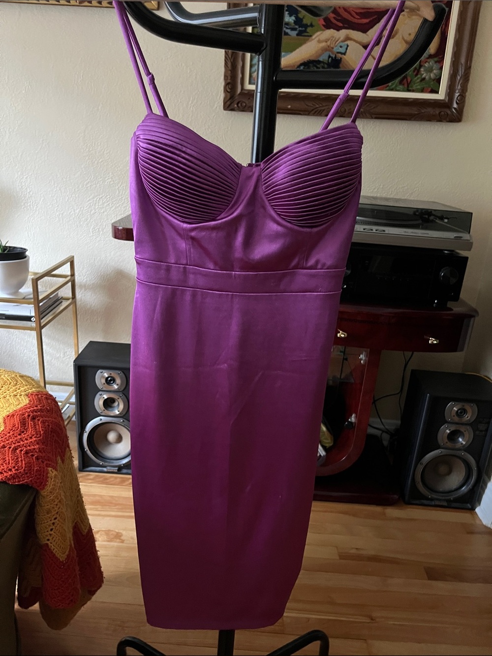 Symphony Magenta/Purple Midi Dress with Sculpted Bust